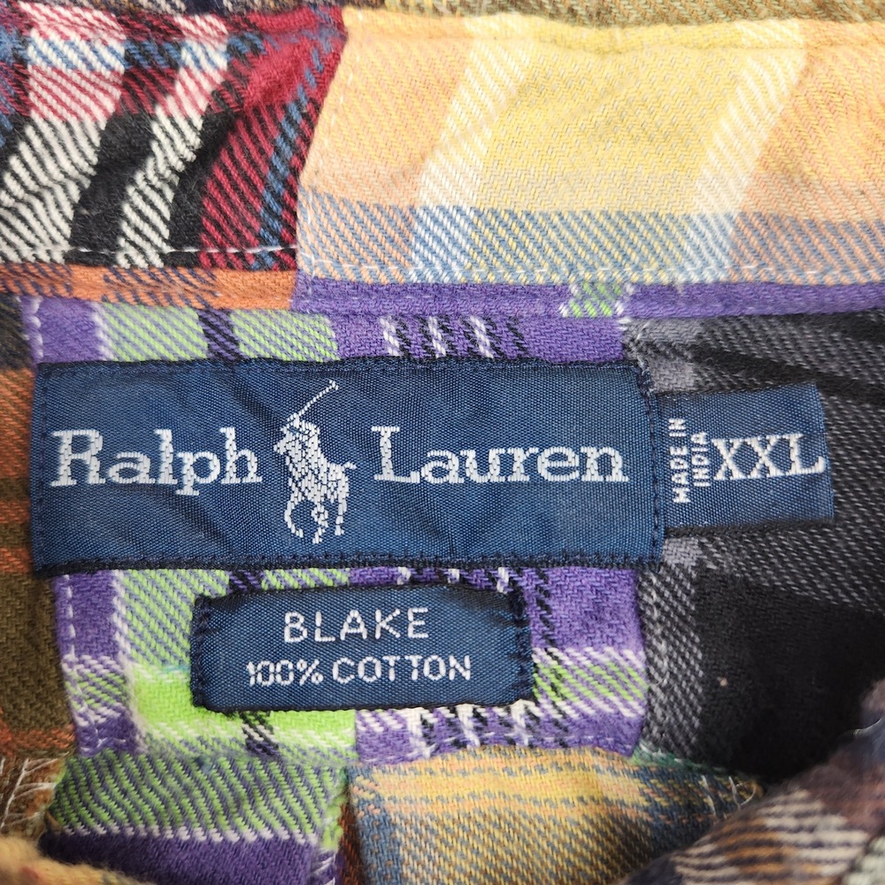 Polo Ralph Lauren Blake Patchwork Plaid Madras Shirt Mens XXL Multi Color Cotton - Picture 3 of 8